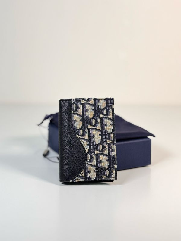 Dior Vertical bifold Saddle BLUE Cardholder