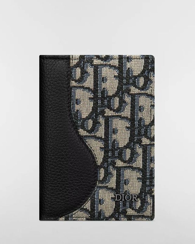 Dior Vertical bifold Saddle Cardholder - Beige/Blue