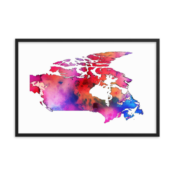 WaterColor - Canada Map (Framed Poster)