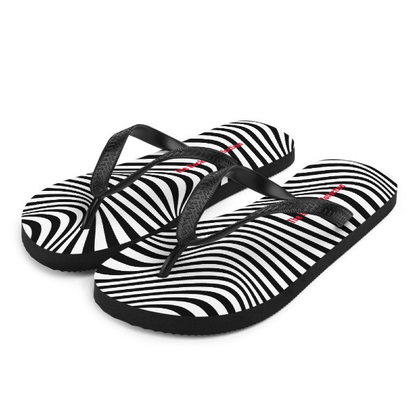 Black &amp; White Stripe - Flip-Flops, Size: S