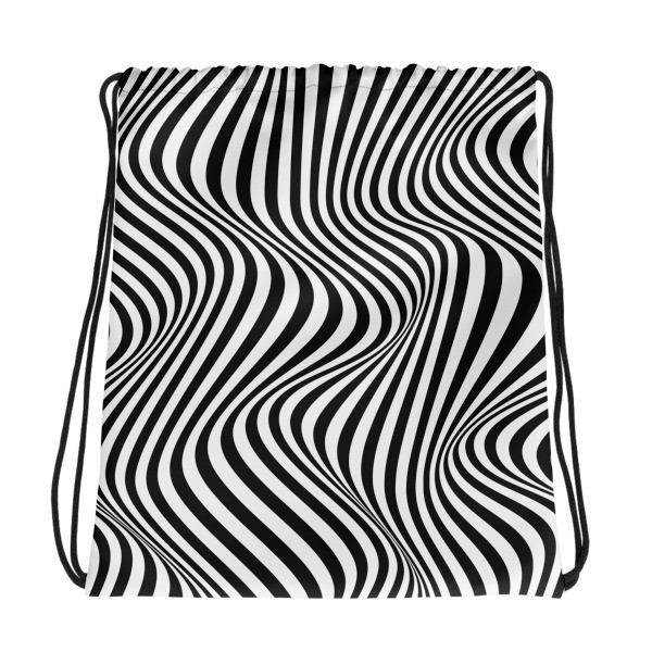 Black &amp; White Stripe - Drawstring bag