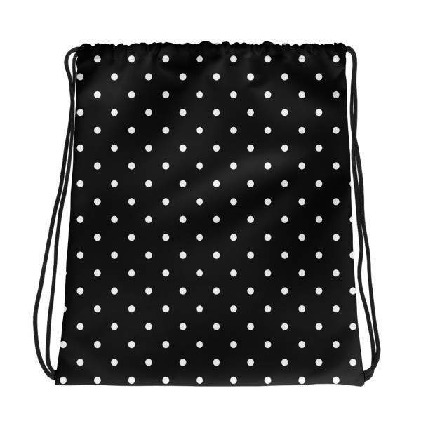 Black &amp; White Polka Dot - Drawstring bag