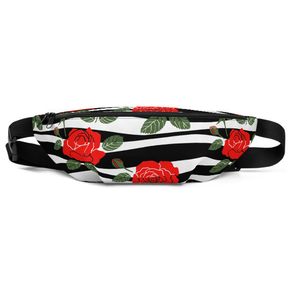 Black &amp; White Roses - Fanny Pack