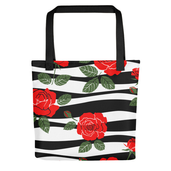 Black &amp; White with Roses - Tote bag