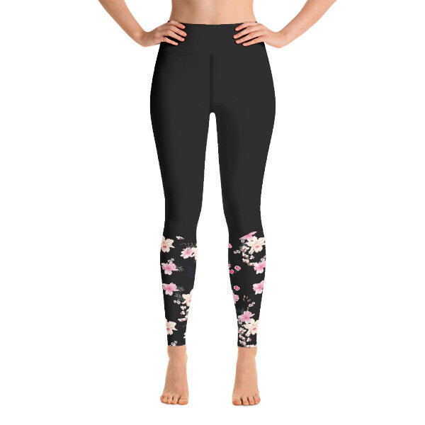 Floral Printed - High Waisted Leggings, Size: XS