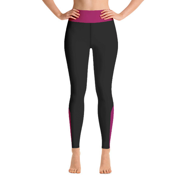 Pink Tape Side - High Waisted Leggings, Size: XS