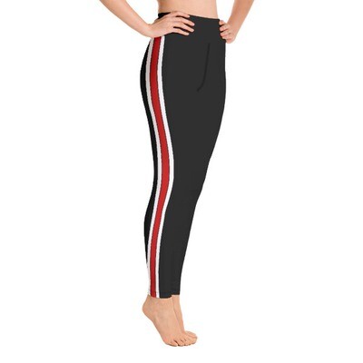 Red & White Tape Side - High Waisted Leggings Red & White Tape Side - High Waisted Leggings