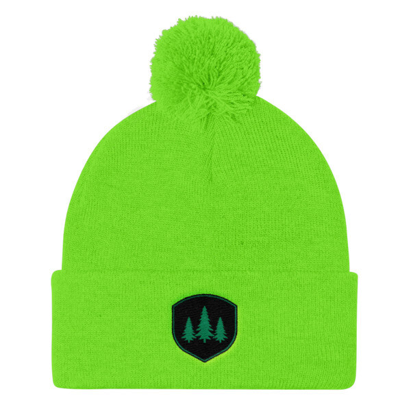 Pine Tree Crest - Pom Pom Knit Cap (Multi Colors) The Rocky Mountains Canadian American Rockies