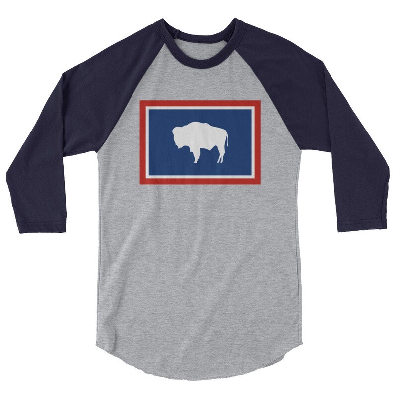 Wyoming Flag - 3/4 sleeve raglan shirt (Multi Colors)
