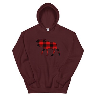 Plaid Moose - Hooded Sweatshirt (Multi Colors) The Rocky Mountains, Canadian, American Rockies