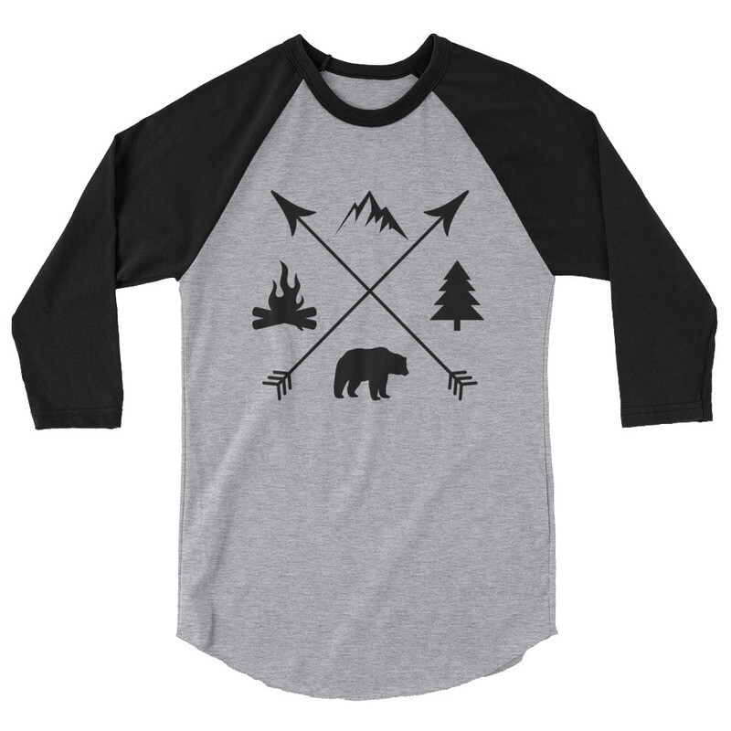 The Rockies Lifestyle - 3/4 sleeve raglan shirt (Multi Colors) Canadian American Rocky Mountains