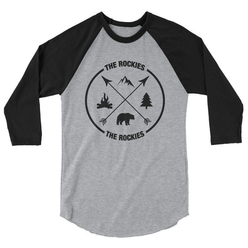 The Rockies - 3/4 sleeve raglan shirt (Multi Colors) Canadian American Rocky Mountains