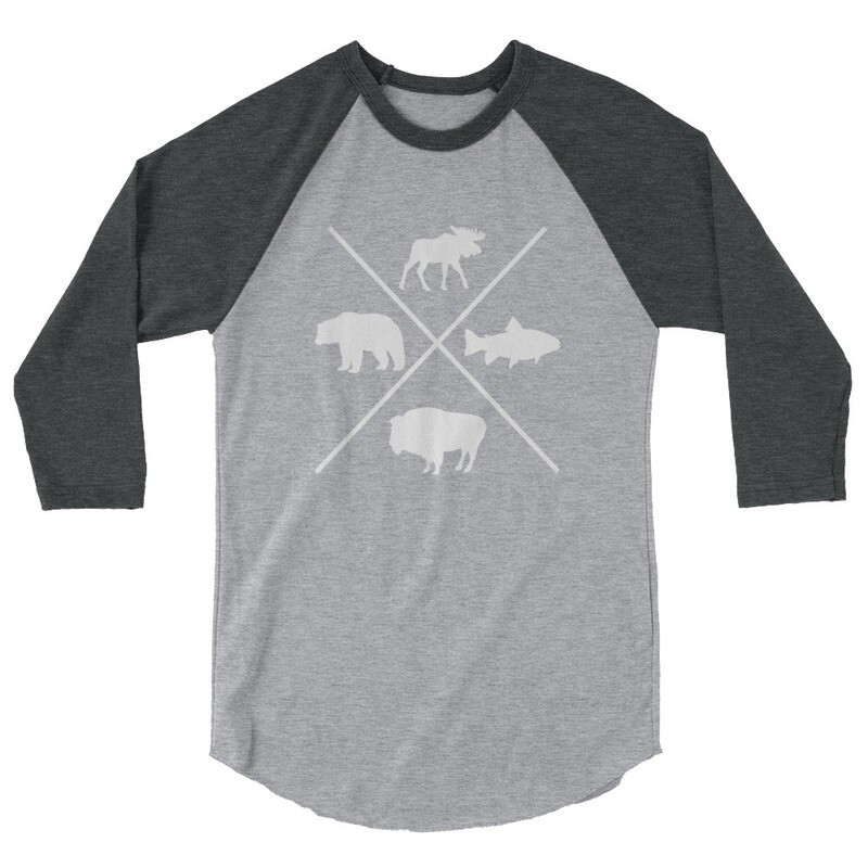 The Rockies Wildlife - 3/4 sleeve raglan shirt (Multi Colors) Canadian American Rocky Mountains