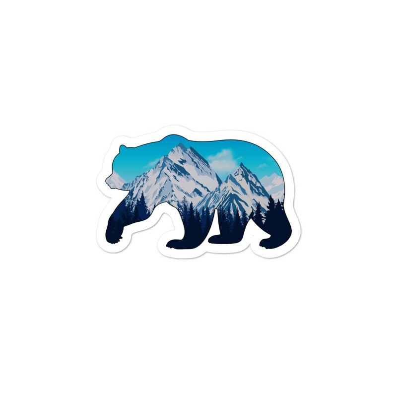 Snowy Rocky Mountains Bear - Vinyl Bubble-free stickers (Multi Sizes) American Canadian Rockies