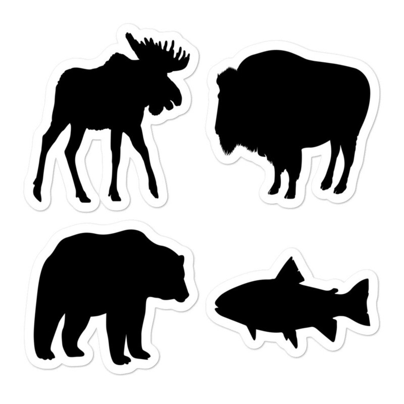 Animal Silhouette (4 Pack) Vinyl Bubble-free stickers - The Rocky Mountains Canadian American Rockies