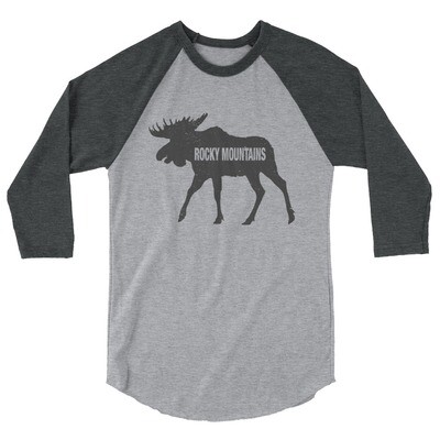 Rocky Mountain Moose - 3/4 sleeve raglan shirt (Multi Colors) The Canadian American Rockies