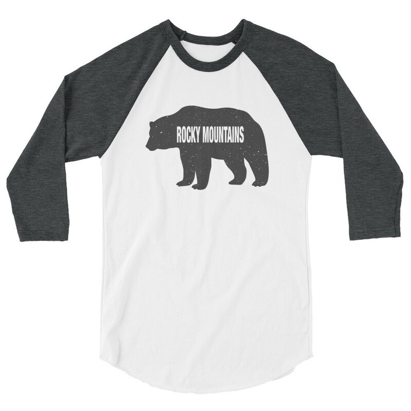 Rocky Mountain Bear - 3/4 sleeve raglan shirt (Multi Colors) Canadian American Rockies