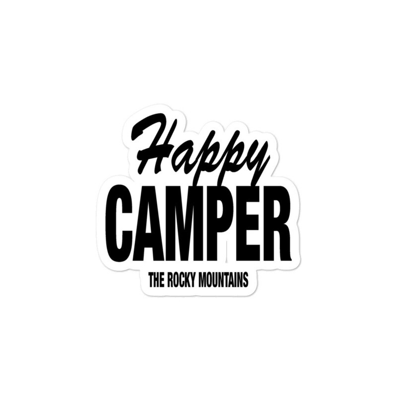 Happy Camper - Vinyl Bubble-free stickers (Multi Colors) The Rockies American Canadian Rocky Mountains