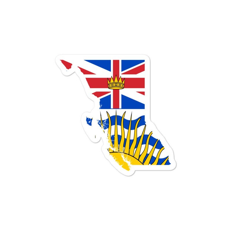 British Columbia Flag Map - Vinyl Bubble-free stickers (Multi Sizes) The Rockies Canadian Rocky Mountains