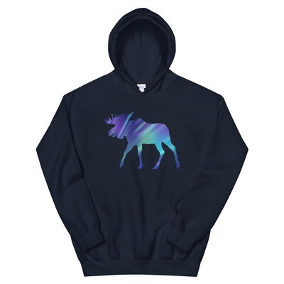 Aurora Moose - Hoodie (Multi Colors) The Rocky Mountains, Canadian American Rockies