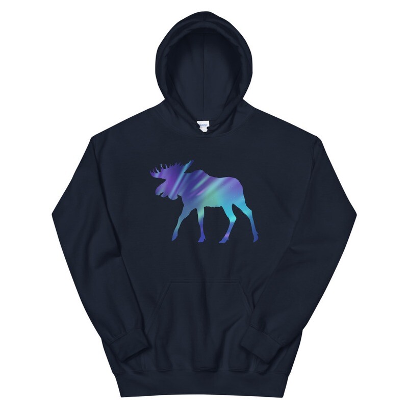 Aurora Moose - Hoodie (Multi Colors) The Rocky Mountains, Canadian American Rockies