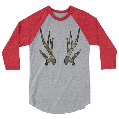 Deer Antlers Forest (Hunting) Camo - 3/4 sleeve raglan shirt (Multi Colors)