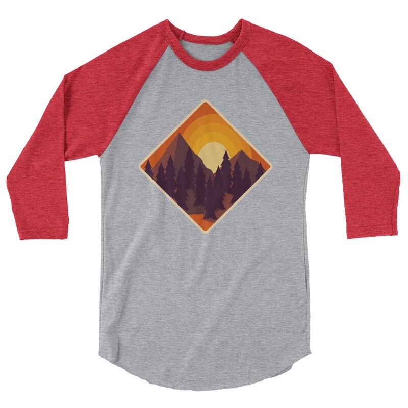Mountain Sunset - 3/4 sleeve raglan shirt (Multi Colors)