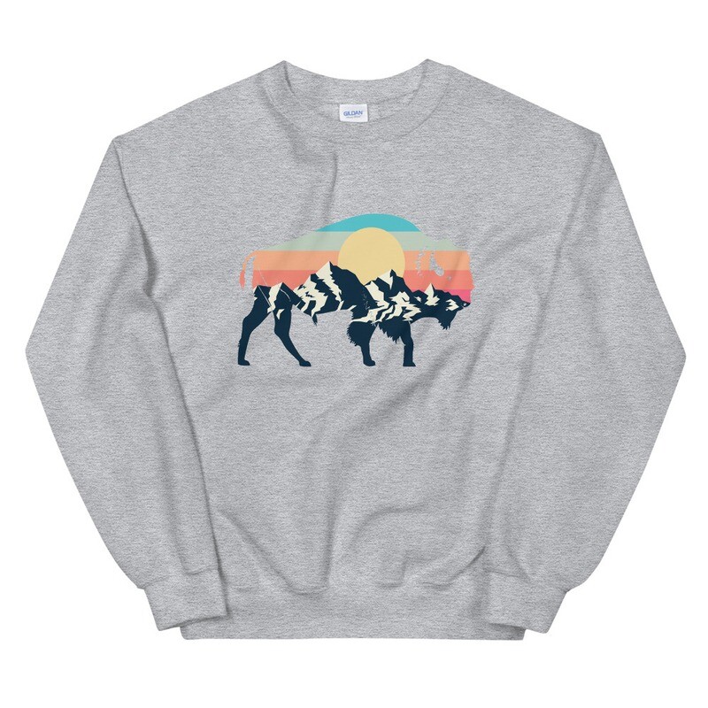 Landscape Sunset Bison - Sweatshirt (Multi Colors)