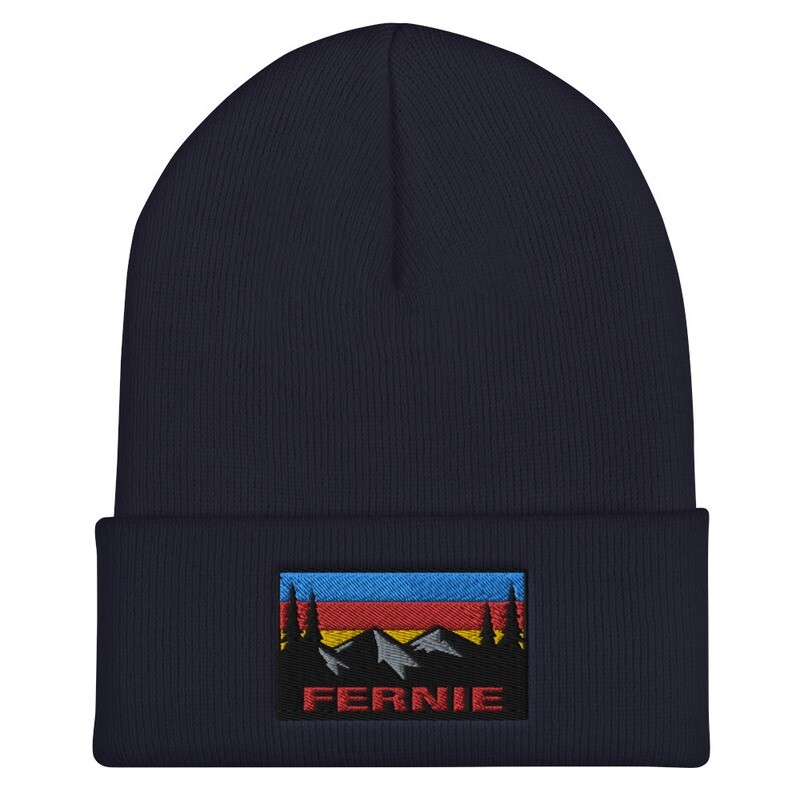 Fernie British Columbia - Cuffed Beanie (Multi Colors) Canadian Rockies The Rocky Mountains