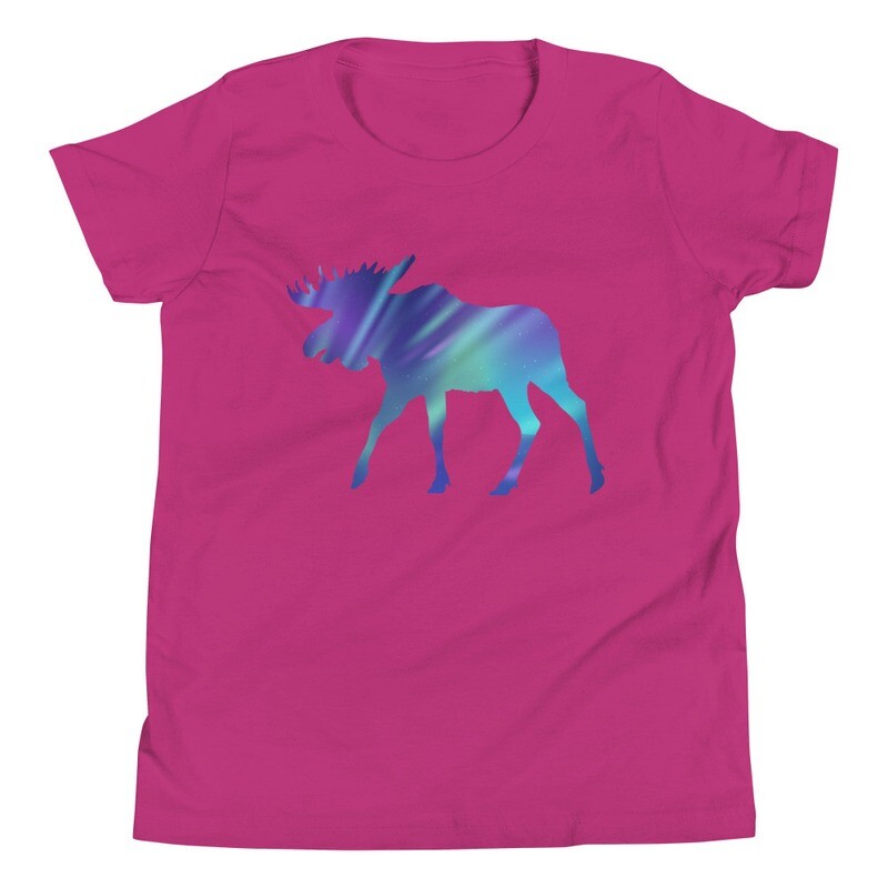 Aurora Moose - Youth T-Shirt (Multi Colors) The Rocky Mountains, Canadian, American Rockies