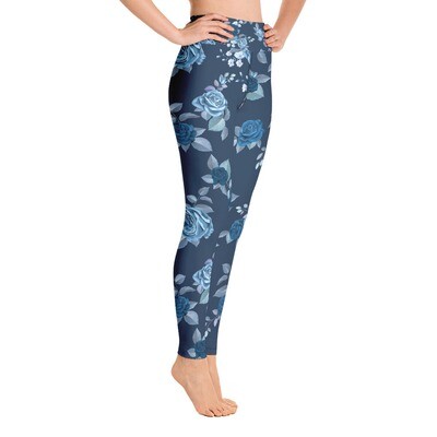 Blue Floral - High Waisted Printed Leggings Blue Floral - High Waisted Printed Leggings