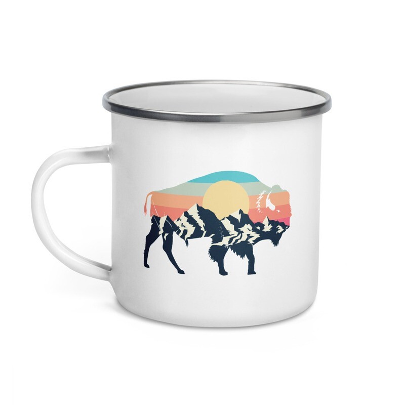 Landscape Bison - Enamel Mug
