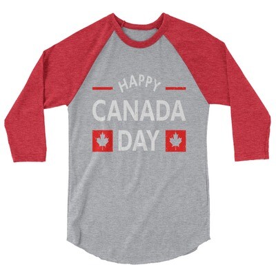 Happy Canada Day - 3/4 sleeve raglan shirt (multi colors)