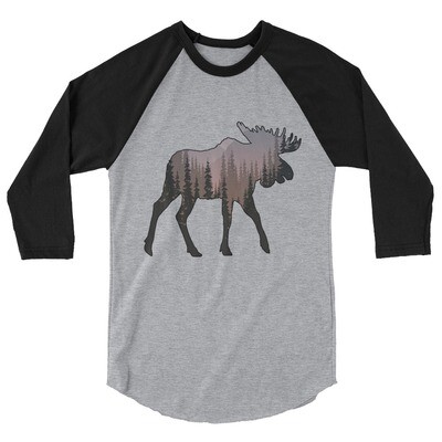 Moose Landscape - 3/4 sleeve raglan shirt (Multi Colors)