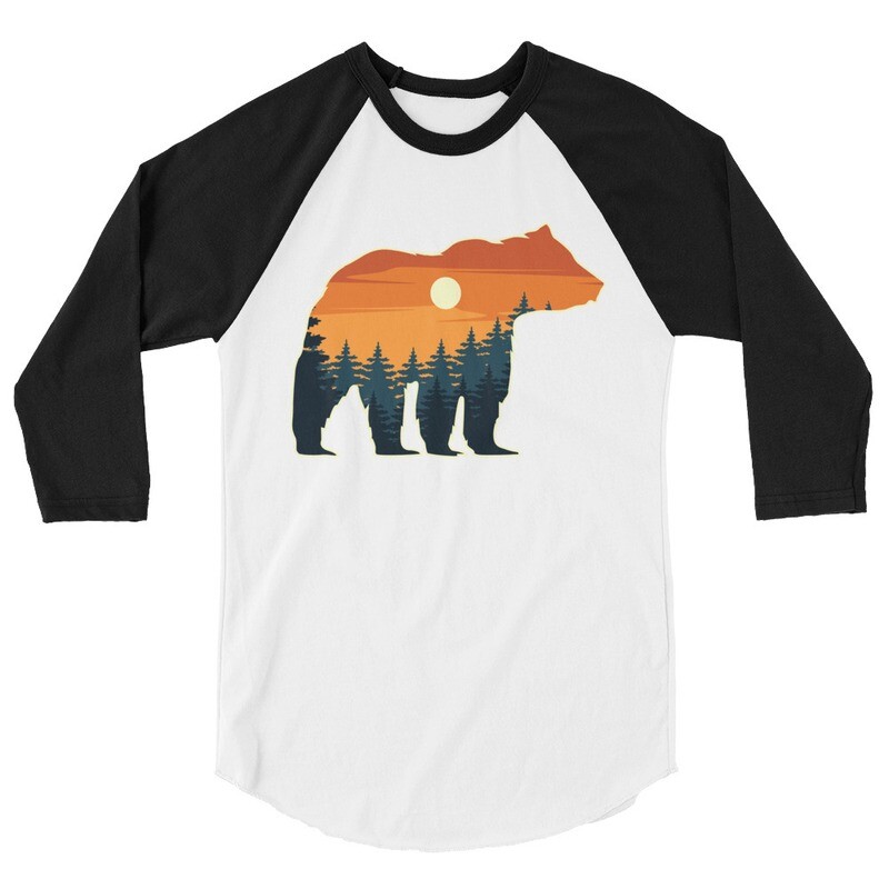 Bear Landscape - 3/4 sleeve raglan shirt (Multi Colors)