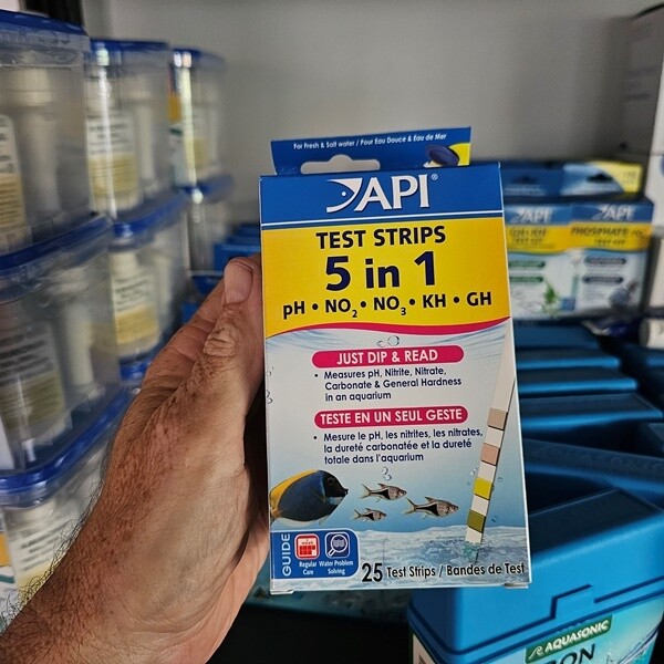 API Quick Testing Strips - 5 in 1 - GH, KH, PH, NO2, NO3 - 25 Strips