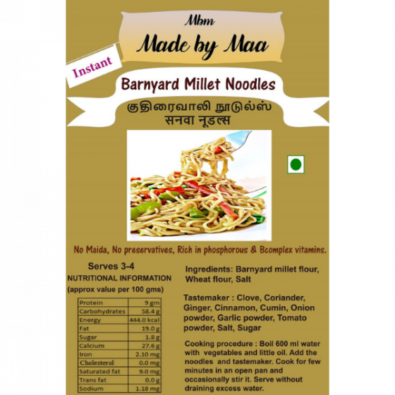 Barnyard Millet Noodles | Kuthiraivalli Noodles | Sanwa Noodles - 175g