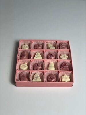 ვარდისფერი საახალწლო შოკოლადი 16 ც | Christmas Chocolate Pink Pack of 16