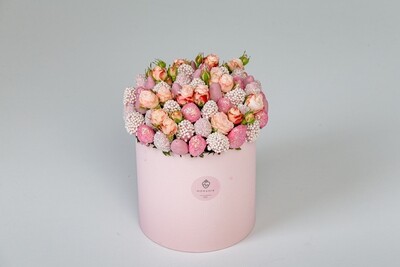 ვარდისფერი თაიგული ყვავილებით დიდი | Pink Bouquet with Flowers Large