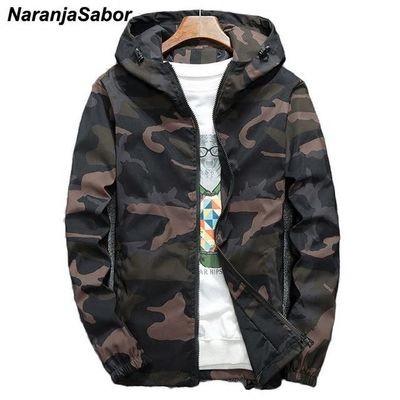 Spring Autumn Men&#39;s Hooded Jackets Camouflage Military Coats Casual Zipper Male Windbreaker