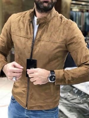 New Men&#39;s Suede Fabric Outdoor Zipper Coat Jacket