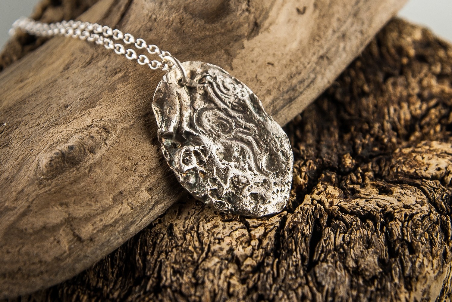 B) Pebble Print Pendant - Luxury Heavy Silver (999) - various designs also available* Made to order