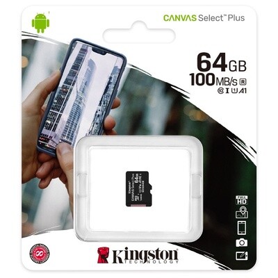 Карта памяти 64Gb Kingston Canvas Select Plus SDXC UHS-I U1 (100/10 Mb/s)