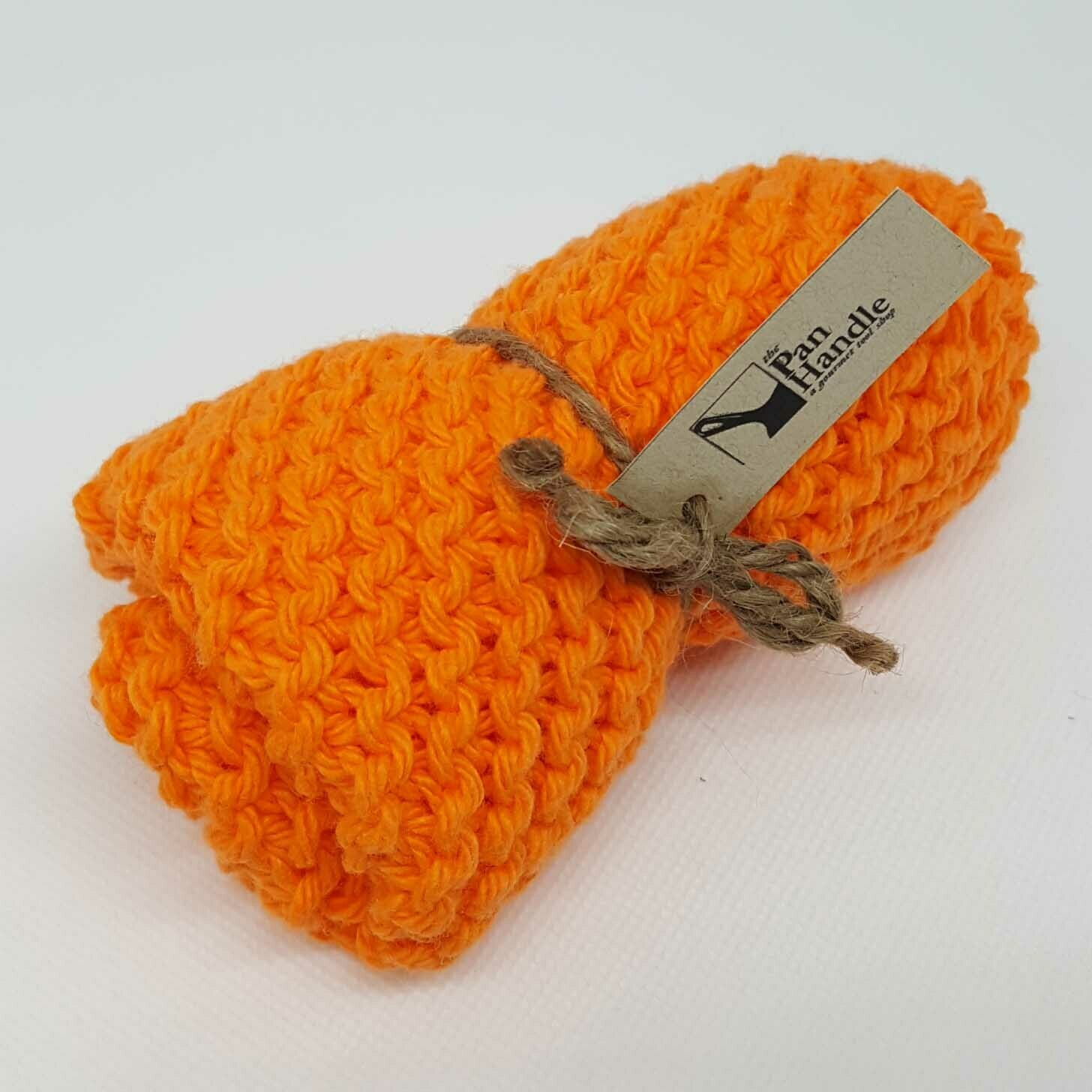 Hot Orange Hand Knit Dish Cloth
