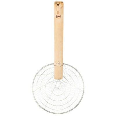 6" Round Bamboo-Handled Coarse Skimmer