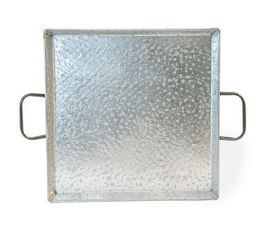 Medium Hammered Square Metal Tray with Handles