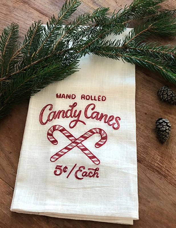 Mahogany® Christmas Candy Canes Embroidered Kitchen Towel