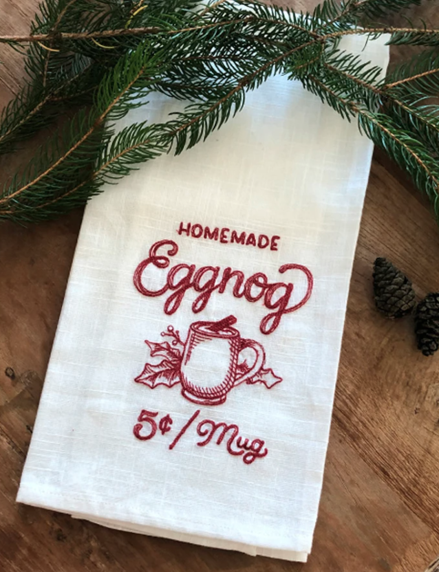 Mahogany® Christmas Eggnog Embroidered Kitchen Towel
