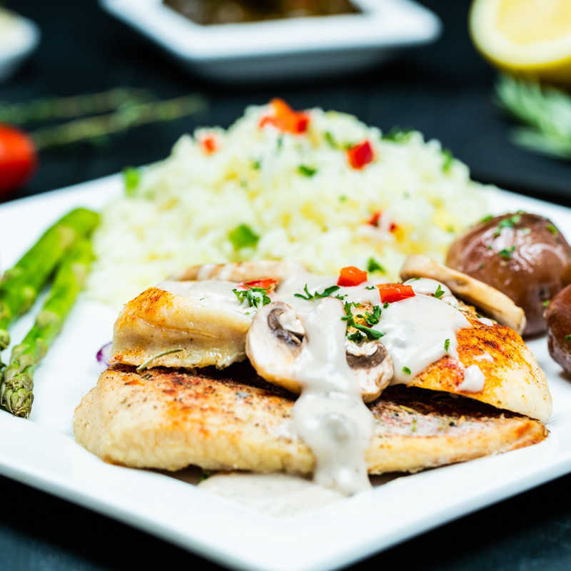 Halal Chicken Breast with Mushroom Sauce