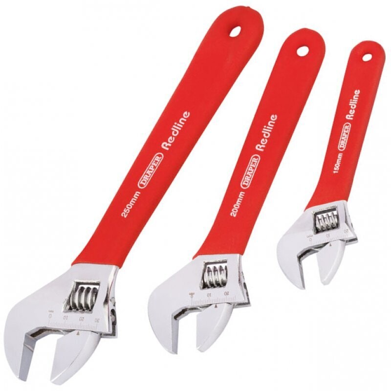 Draper Redline Soft Grip Adjustable Wrench Set (3 Piece)